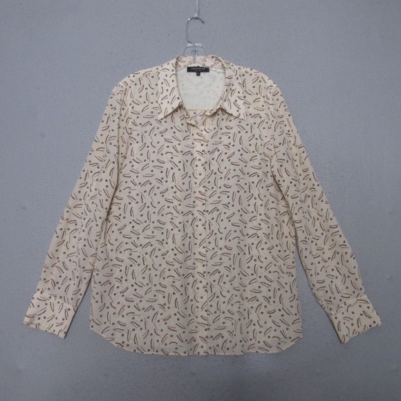 Lafayette 148 New York Top Large Silk Button‎ Julianne Printed Button Up Career - Picture 2 of 11